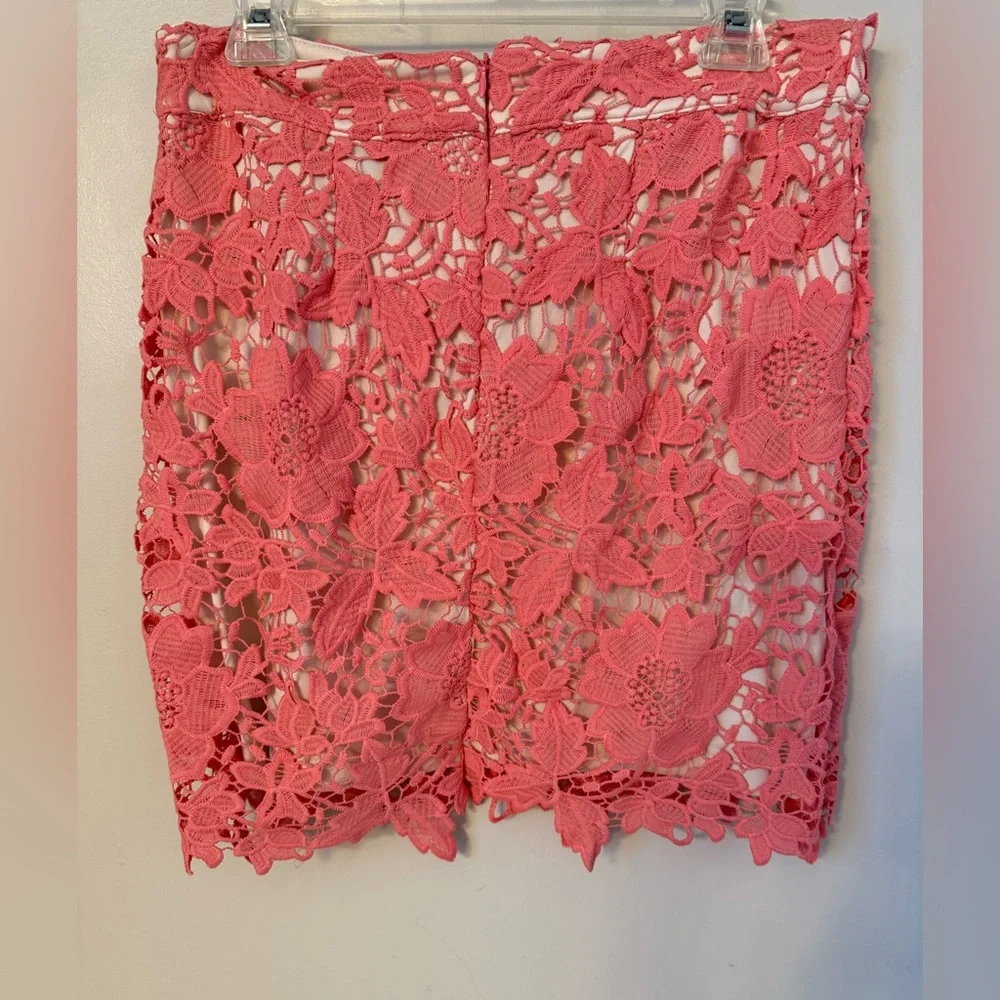 LOFT Coral Floral Lace Mini Skirt